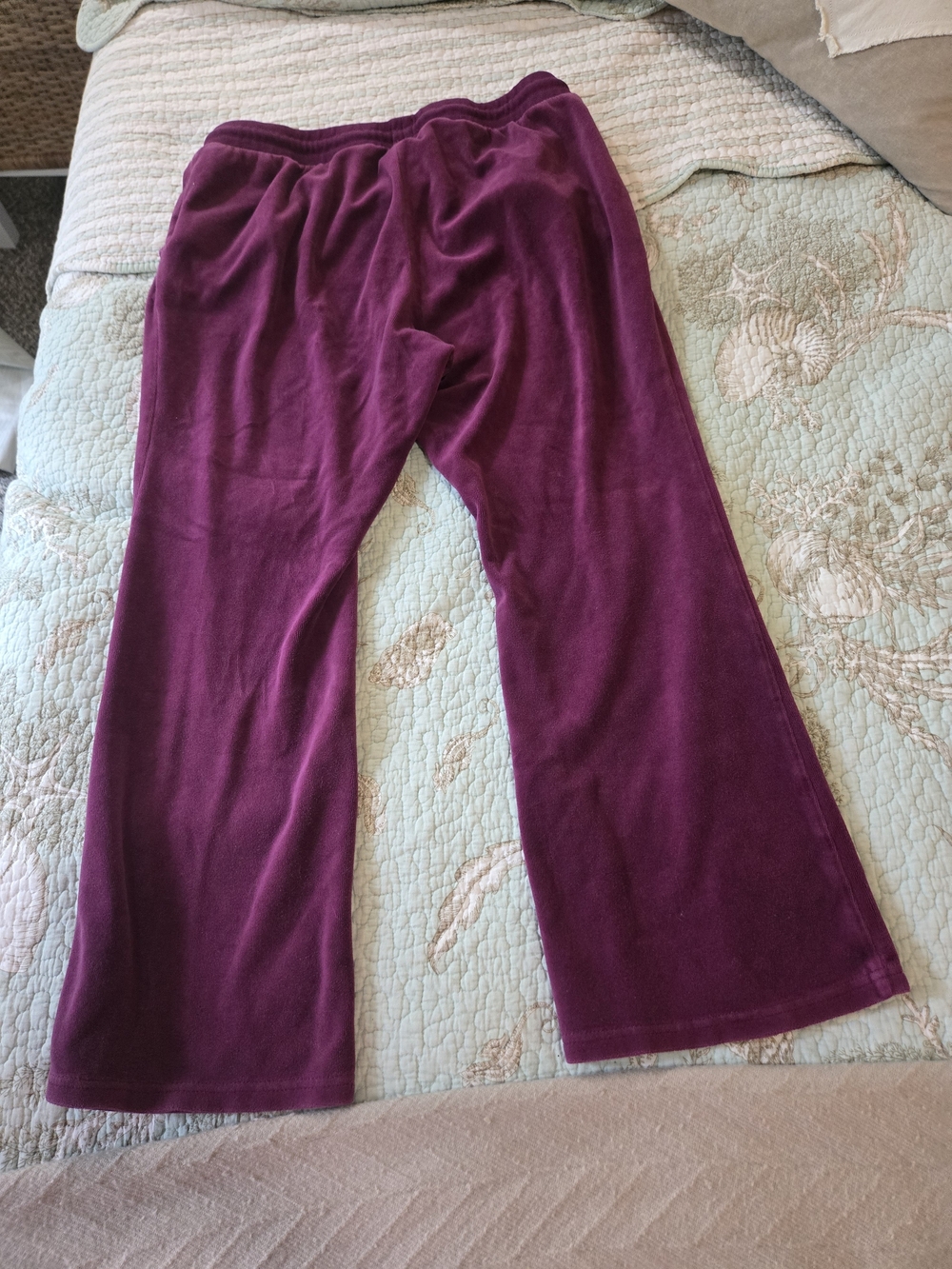 GAP Velour Drawstring Lounge Pants - Berry Plum L Petite - Picture 7 of 7